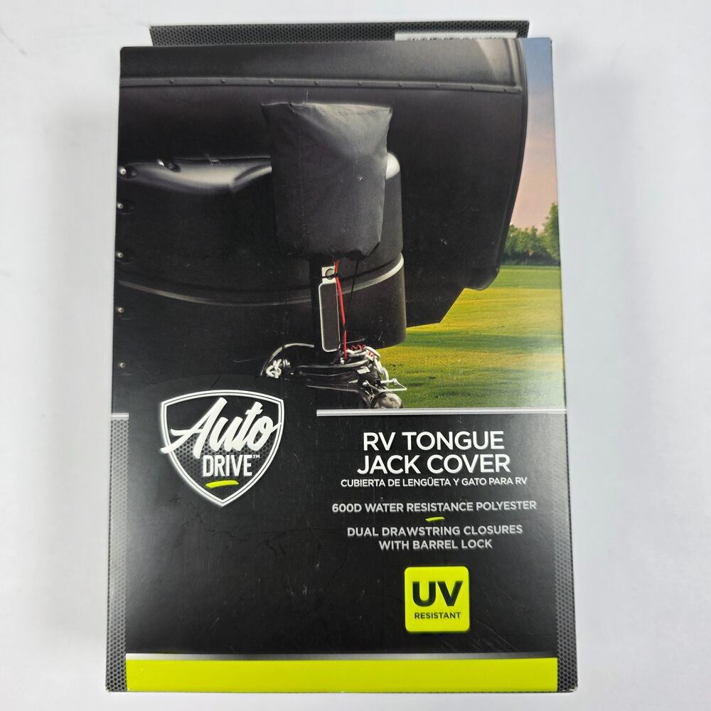 Auto Drive RV Tongue Jack Cover Black UV Water Resistant Trailer Hitch- NEW